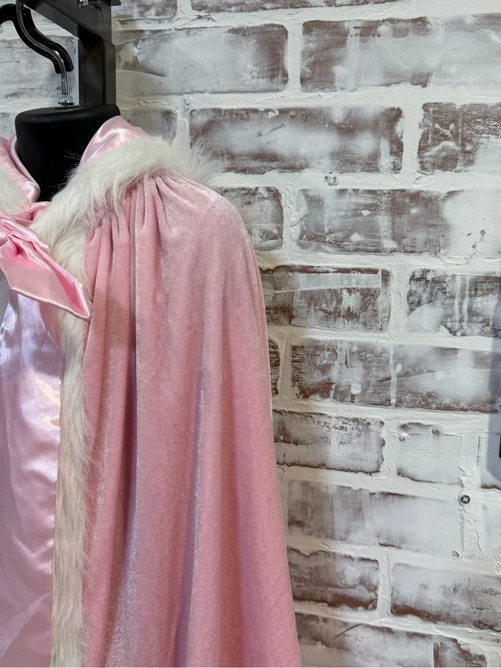 Kids Pink Faux-Fur Trim Cape Coat Costume youth 5/6